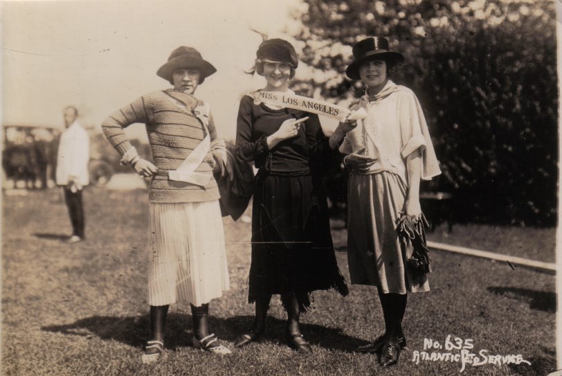 Miss Los Angeles is pointing to Grandma (Miss Toronto 1923).  They sure look like they could cause some trouble!
